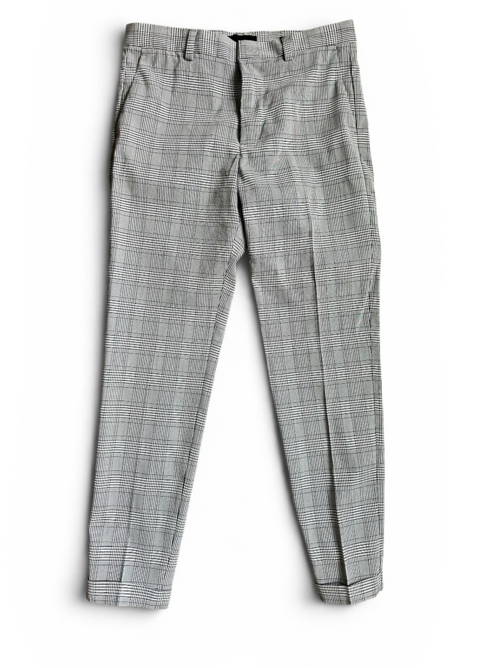 H&M Boys Gray Plaid Skinny Fit Pants Size 30 Waist Dress Pants Checkered